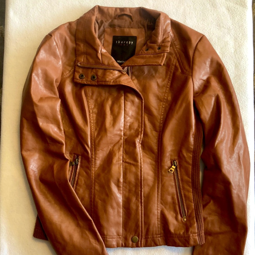 Brown Therapy Leather Jacket Size M